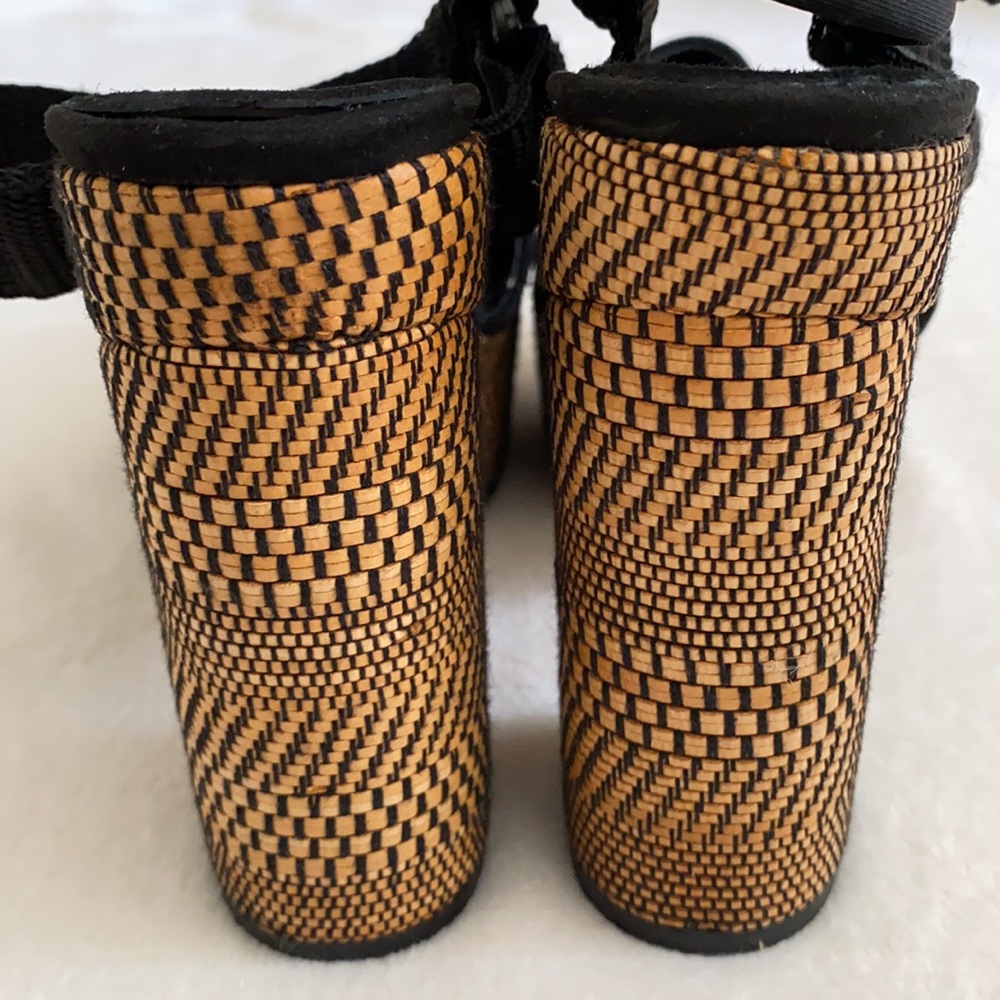 {FP} Free People | Sport Society Suede Sandal Strap Woven Block Heel Platform 9 - Picture 7 of 16